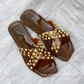 Summer Crystal Jelly Slipper Shoes Rivet Flip Flops